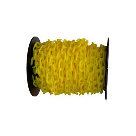 Global Equipment Mr. Chain Plastic Chain Barrier On A Reel, 1-1/2"x200'L, Yellow 30102